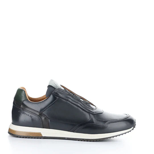 Black sneaker with white sole on a white background