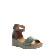 Green wedge sandal on a white background
