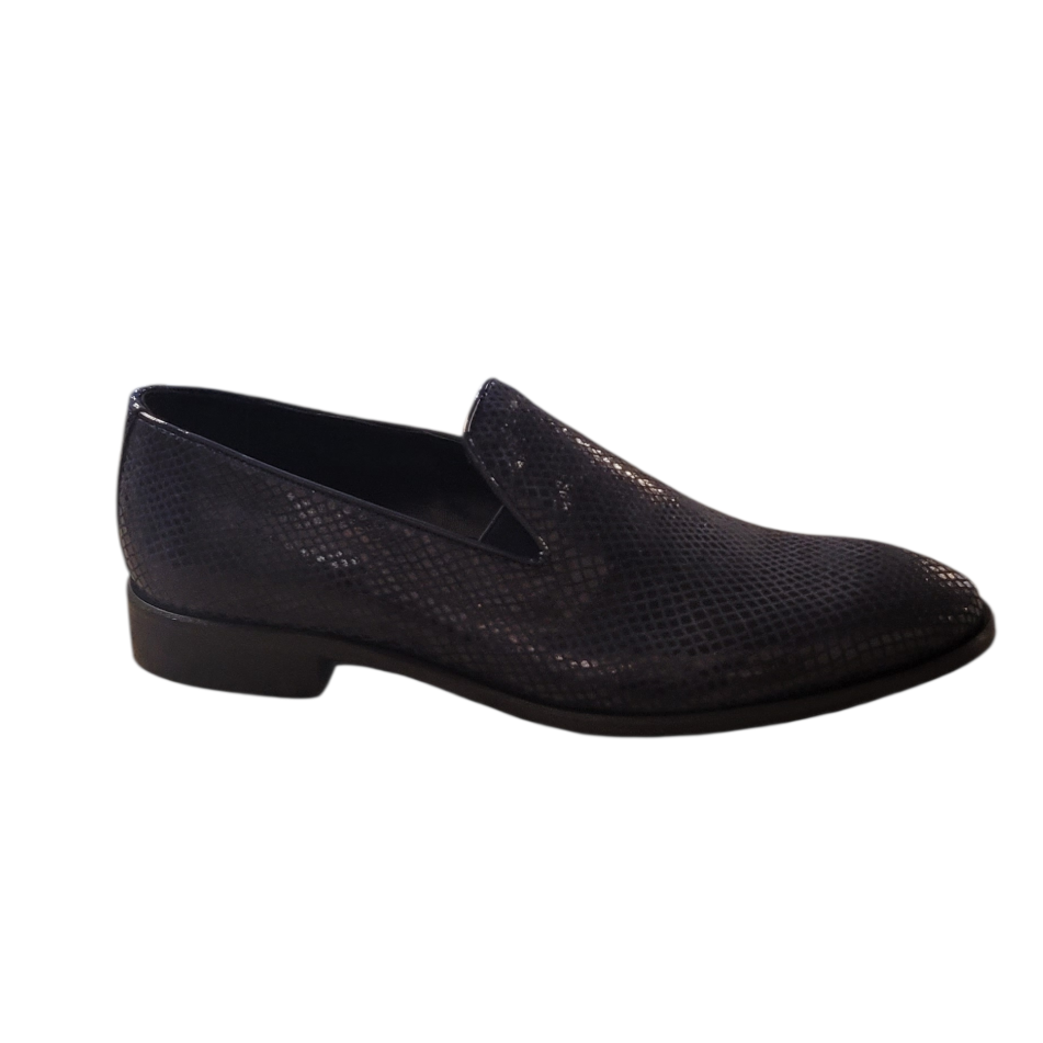 Blue loafer shoe on a white background