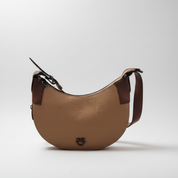 taupe handbag on a white background