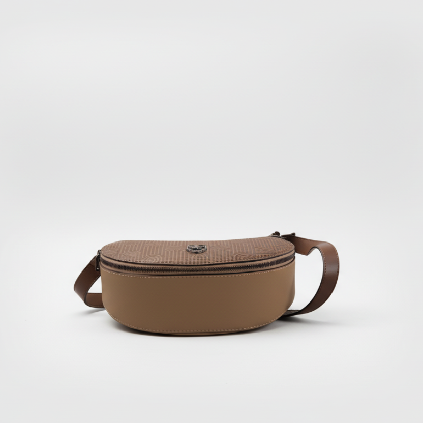 Beige and brown bag on a white background