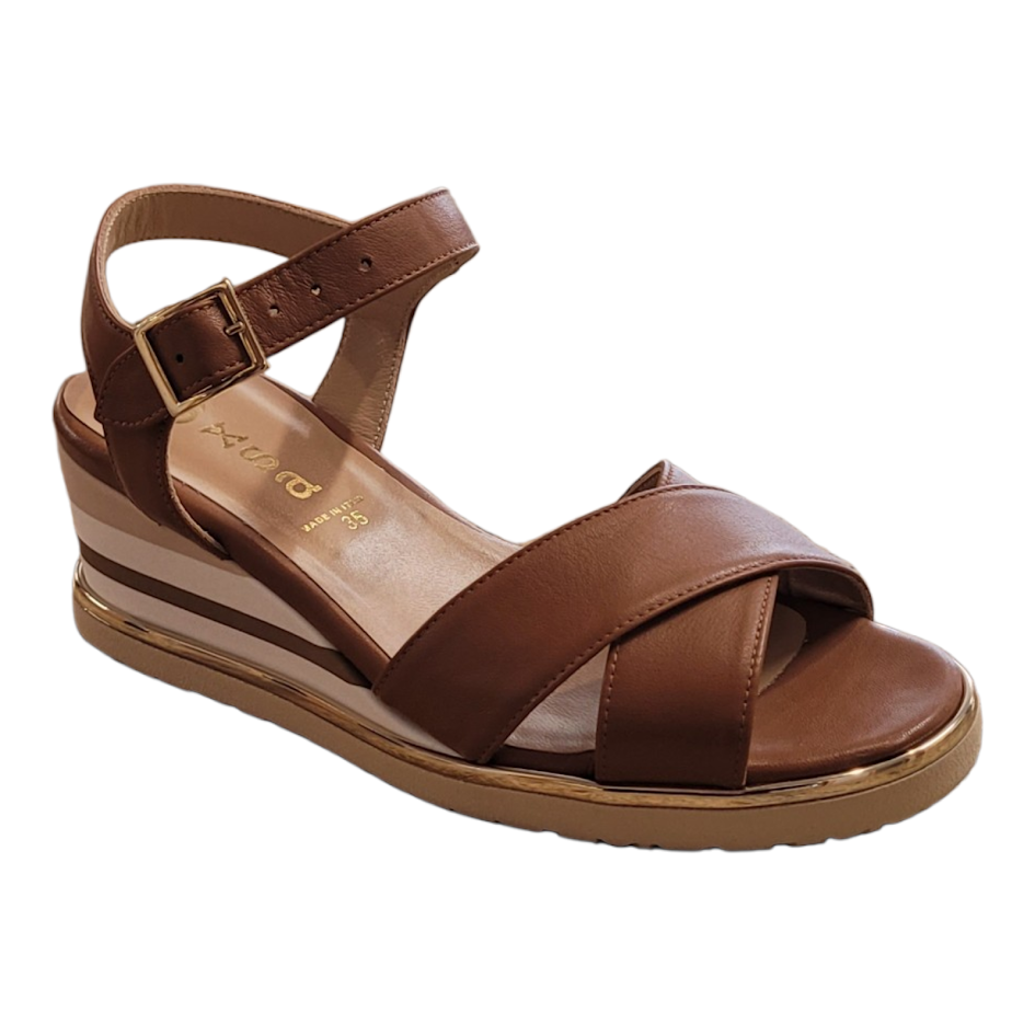 LEATHER X-CROSS WEDGE SANDAL