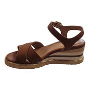 LEATHER X-CROSS WEDGE SANDAL