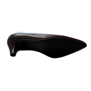 Black shoe sole with a brand label on a white background