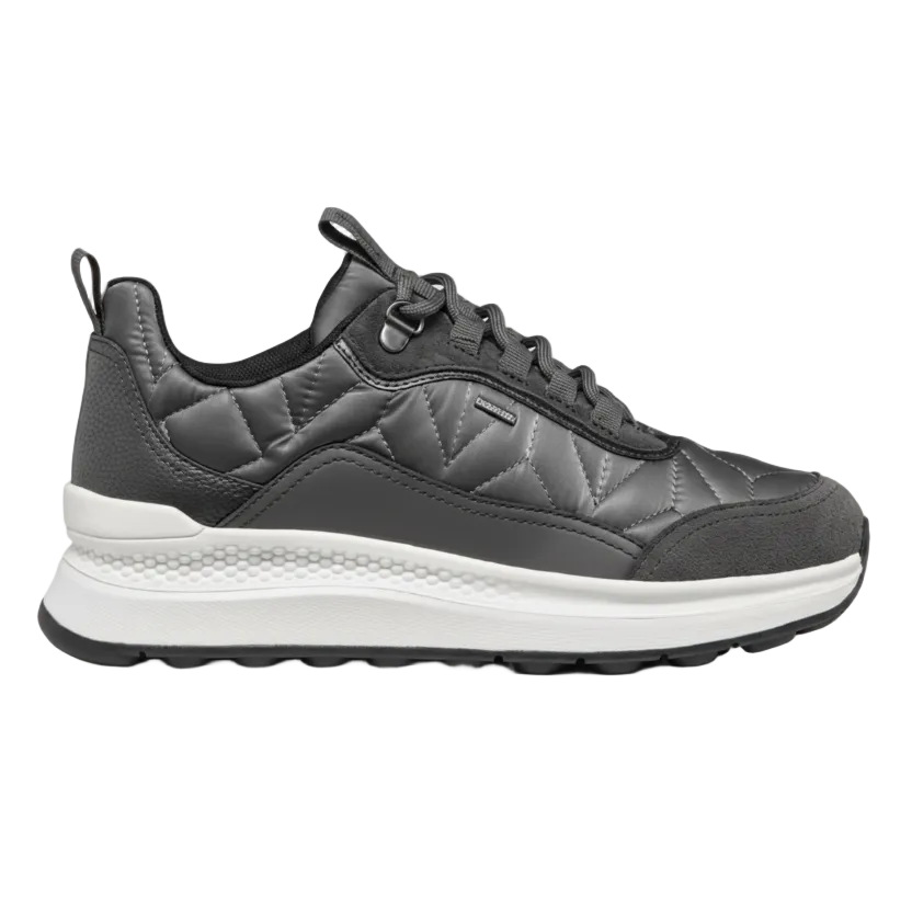 Gray sneaker with white sole on a white background