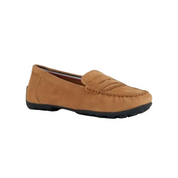 Tan loafer shoe on a white background