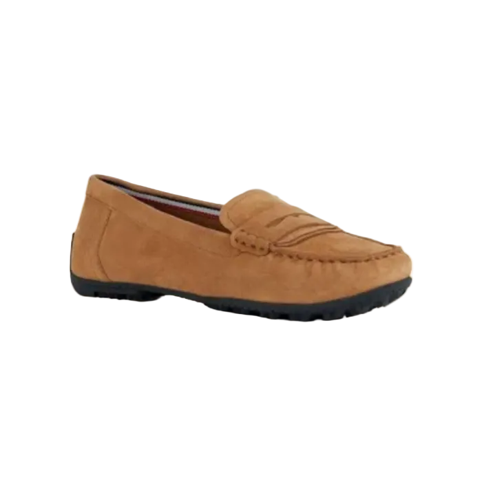 Tan loafer shoe on a white background