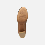 Tan shoe sole with Geox branding on a white background