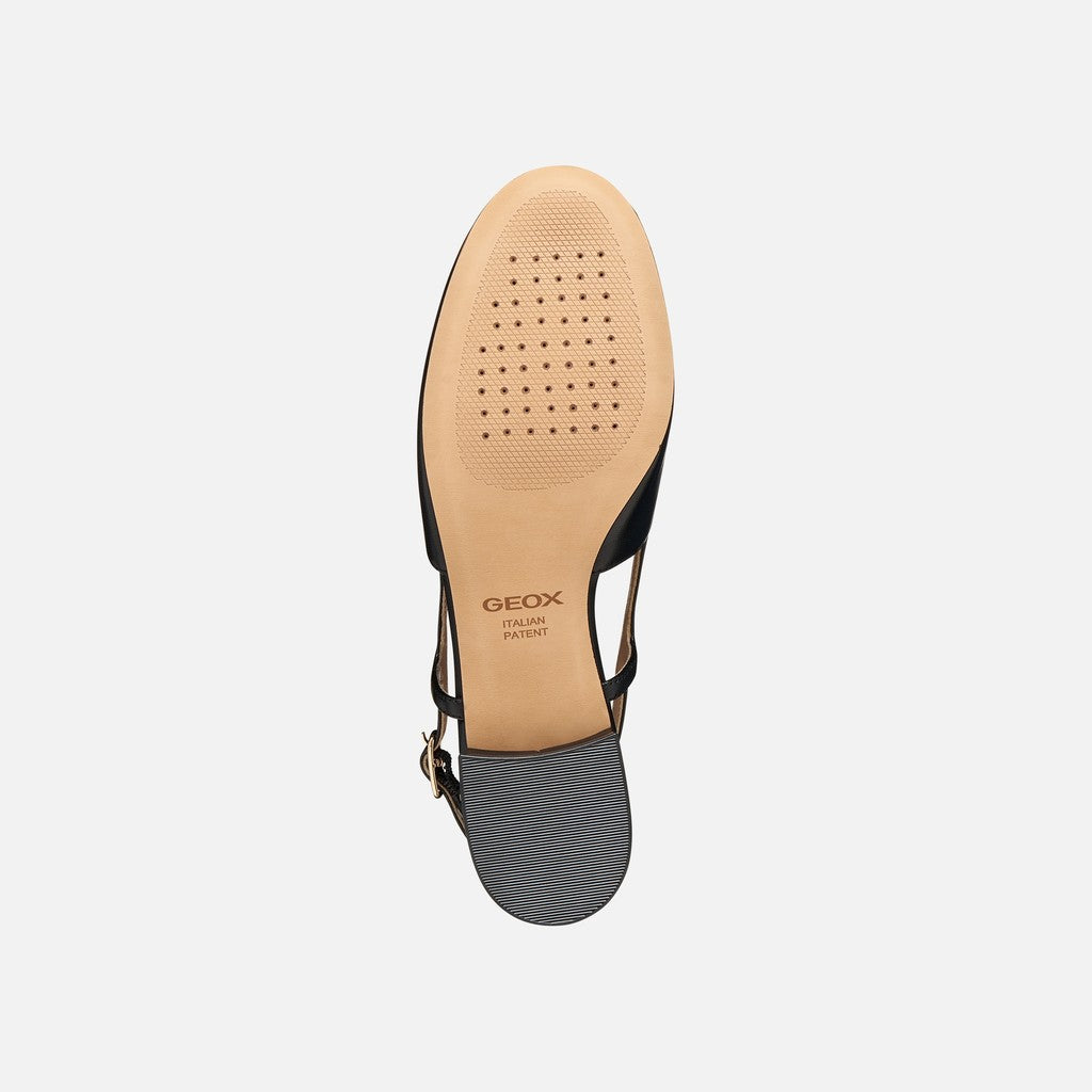Close-up of a sandal with Geox branding on a white background