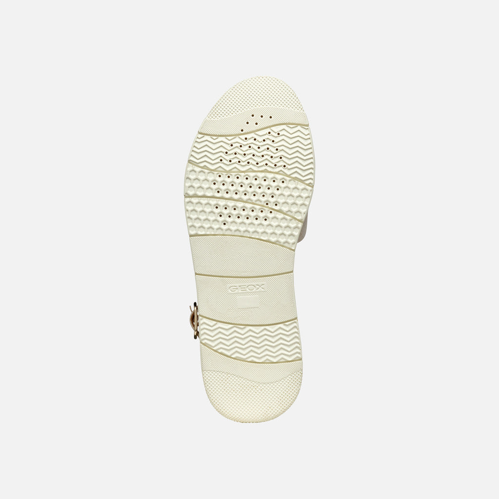 Close-up of a Geox shoe sole on a light gray background