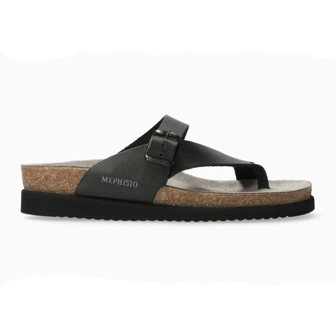 Black sandal with cork sole on a white background