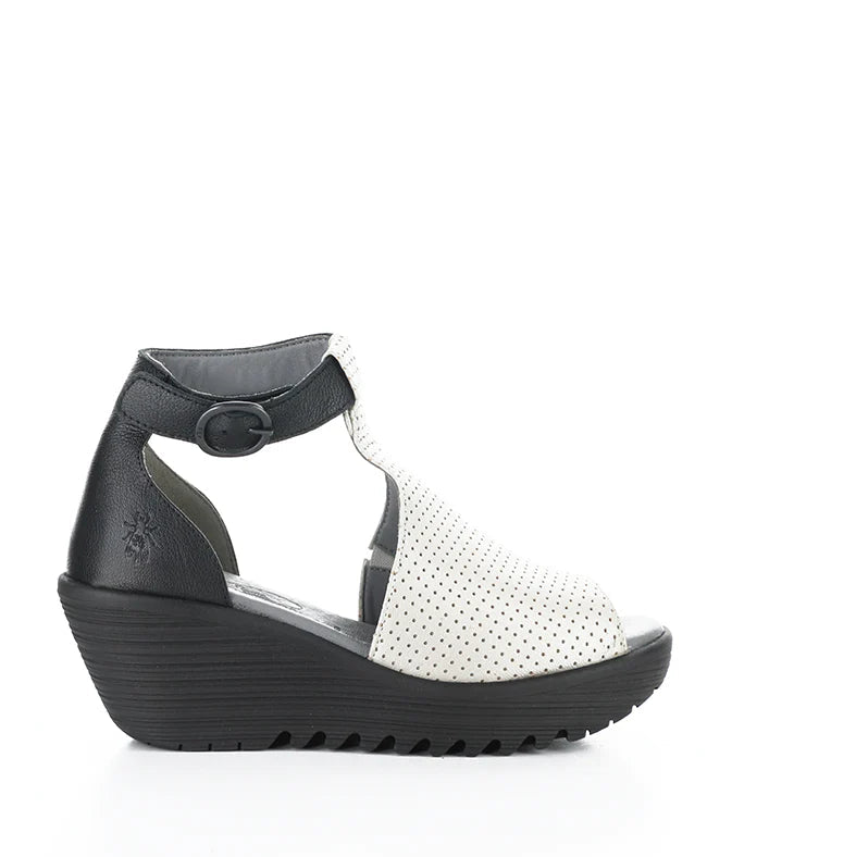 Black and white sandal on a white background