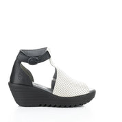 Black and white sandal on a white background