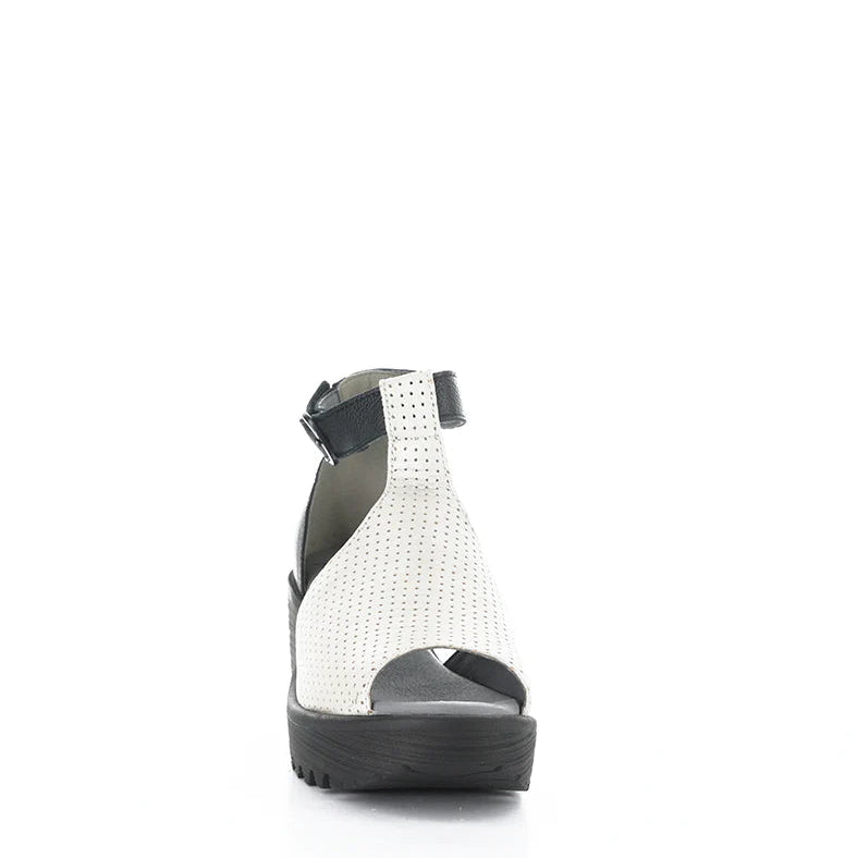 Black and white sandal on a white background