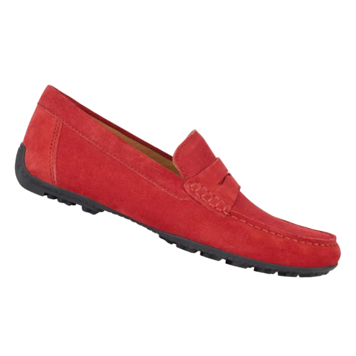 Red loafer shoe on a white background