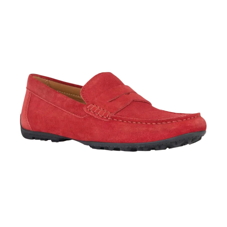 Red loafer shoe on a white background