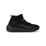 Black sneaker with a thick sole on a white background