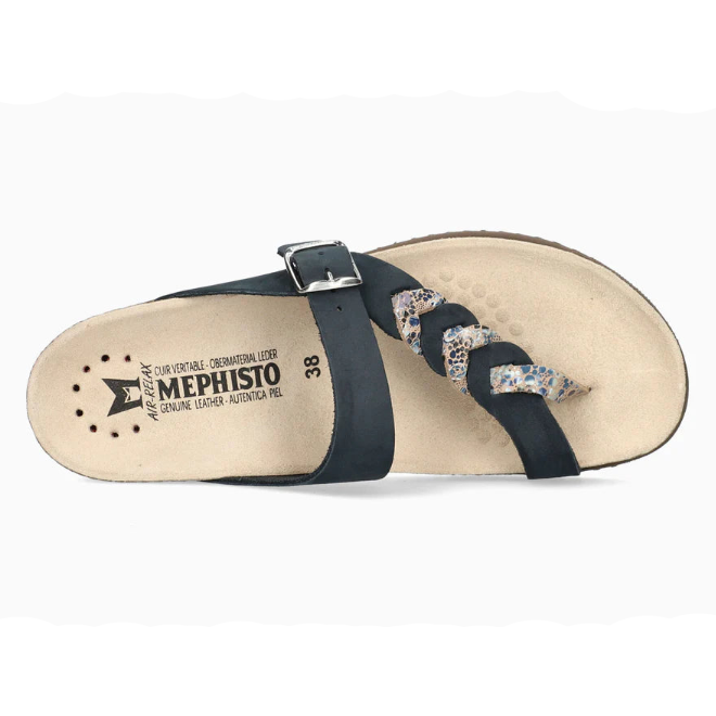 Mephisto sandal with floral strap on a white background