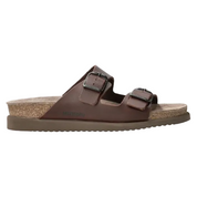 Brown sandal with double buckle on a white background