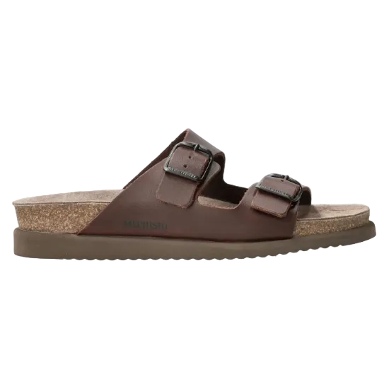 Brown sandal with double buckle on a white background