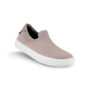 Mauve slip-on shoe with white sole on a white background